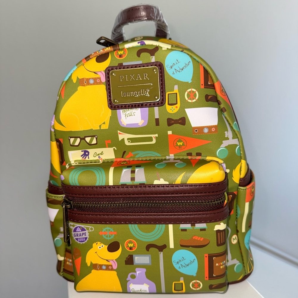 Loungefly Disney Pixar “UP” Dug Knick-Knacks Multicolor Mini Backpack
